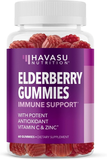 [BRSWGFTROIBAY3D5] Sambucus Elderberry Gummys for adderns - 含有维生素C和锌的免疫支持补充剂 - 每日防御强化公式 - 60个计数,1个月供应,Berry Flavor - 方便健康