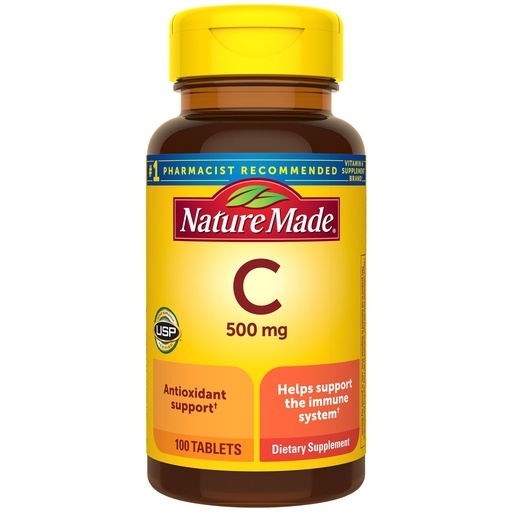 [BRSWK2QMAIMQK2QV] Nature Made Vitamin C 500 mg Tablets, Dietary Supplement, Vitamin C for Immune Support, 100 Tablets, 100 Day Supply