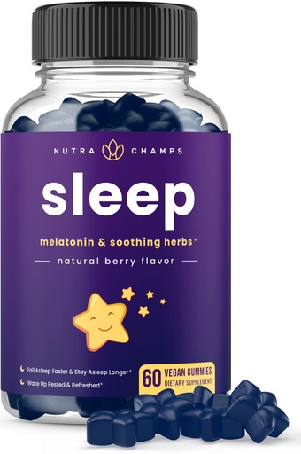 [BRSW2HAECEIRSFA6] NutraChamps Sleep Gummies for Adults & Kids | Melatonin Gummies with Chamomile, Valerian & L Theanine | Safe & Effective for Kids & Adults | Vegan Childrens Melatonin 3mg, 1.5 mg, or 6mg