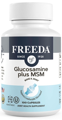 [BRSWY2YLOIIGKHT2] FREEDA Glucosamine MSM – Vegan Joint Flexibility & Mobility Supplement – Vegetarian Glucosamine Without Shellfish – Supports Joint Function – Third-Party Tested – (100 Capsules)