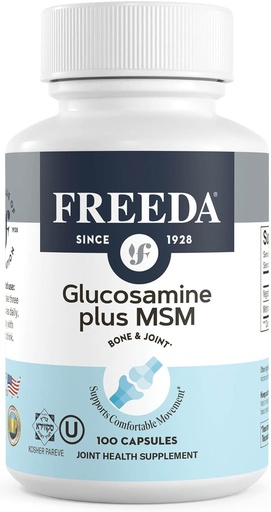 [BRSWY2YLOIIGKHT2] FREEDA Glucosamine MSM – Vegan Joint Flexibility & Mobility Supplement – Vegetarian Glucosamine Without Shellfish – Supports Joint Function – Third-Party Tested – (100 cápsulas)