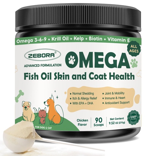 [BRSRA2YEOIOQA2AU] Omega 3 Fish Oil for Dogs, Dog Fish Oil Powder, Wild Caught Fish Oil, EPA&DHA, Krill Oil, Kelp, Dog Skin and Coat Supplement, Anti Itch & Shedding, Support Dry Skin, Joint Health, Dog Allergy Relief