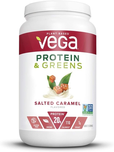 [BRSWGFQOBUMGOYA6] Vega Protein and Greens, Salted Caramel, Vegan Protein Powder, 20g Plant Based Protein, Low Carb, Keto, Dairy Free, Gluten Free, Non GMO, Pea Protein for Women and Men, 1.7 Pounds (25 Servings)