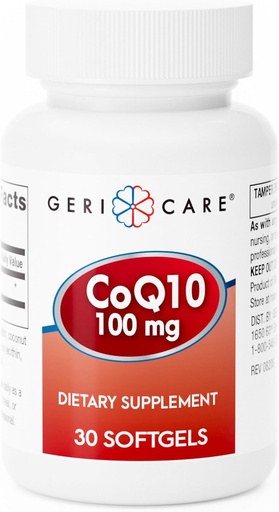 [BRSW22QCAQFWOFLV] GeriCare CoQ10 100 mg Softgels - Yüksek Abhidrasyon Co Q 10 Supplement - Erkekler için Swallow Q10 Coenzyme, Kadınlar ve Yaşlı - 1 Ay Supply, 30 Count - Travel Friendly