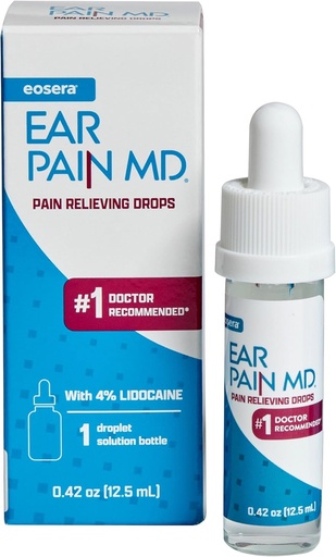 [BRSW2AD5DIGWO23F] Dolor de oído de Eosera MD® - 4% Lidocaine Ear Drops for Maximum Strength Pain Relief - Fast-Acting, Numbing Earache Treatment for Adults &amp; Kids (12,5 mL)