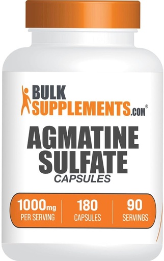[BRSRMED7OABRY2Q2] BulkSupplemens.com Agmatine Sulfate Capsules - Nitric Oxide Supplement, Agmatine Supplement - Gluten Free, 2 Capsules per Serving, 180 Count (1-es csomag)