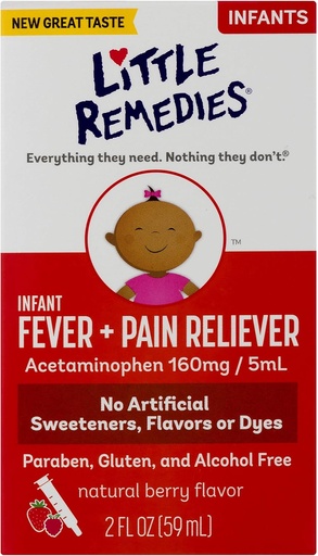 [BRSWIZYFAV4QM2L2] Little Remedies Infant Fever & Pain Reliever | Natural Berry Flavor | 2 FL OZ | 2 Pack