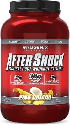 [BRSWIYIKBMIBEFY3] Myogenix Aftershock Post Workout — Muscle Growth Whey Protein Powder — Speeds Up Muscle Growth and Recovery — Supports Joint Health and Replenishes Glycogen — Pina Colada, 3 lbs