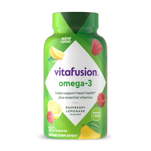 [BRSWIZYNOMGQOFLM] Vitafusion Omega-3 Gummy Vitamins, Berry Lemonade Flavored, Heart Health Vitamins(1) With Omega 3 EPA/DHA and Vitamins A, C, D and E, America’s Number 1 Vitamin Brand, 60 Day Supply, 120 Count