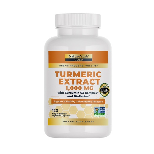 [BRSWKEDYBEJQACLC] Nature's Lab Turmeric Curcumin C3 Complex 1000mg - Turmeric Extract 1000mg & BioPerine 5mg Standardized to 95%, Promotes Cardiovascular, Immune, Joint, Skin Health - 120 Capsules (60 Day Supply)