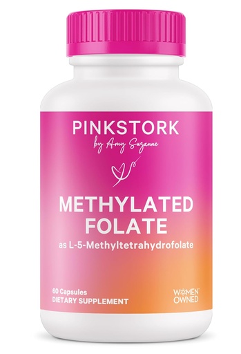 [BRSWKE37AEHG2GTY] Pink Stork Lodge: Metyl Folate - MTHFR Acid, Acid Natural of Folic Acid for Pregnancy, Formulated for Mom + Baby, Women- Owned, 60 Capsules (Packaging May Wary)