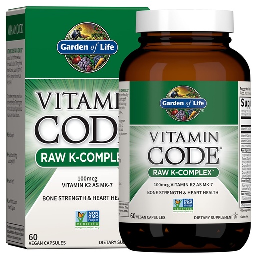 [BRSWI23RCZ4QMHDO] Garden of Life Vitamin K2 and K1, Vitamin Code Vegan K Complex Vitamin for Bone Strength and Heart Health, Omega Rich Flax Seed Oil, Trace Minerals, Probiotics, 60 Day Supply