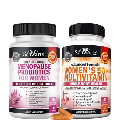 [BRSRABLQAEGQEGT5] BioSchwartz Probiotic Menopause Supplement for Women (2 Month Supply) Plus Daily Multivitamin for Women 50 & Over (1 Month Supply)