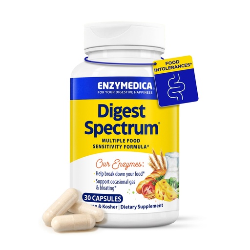 [BRSWIYI7PMPRYF3O] Enzymedica Digest Spectrum, Advanced Digestive Enzymes for Women and Men, Supports Digestion and Multiple Food Intolerances, Fast-Acting Formula for Gas and Bloating Relief, 30 Capsules