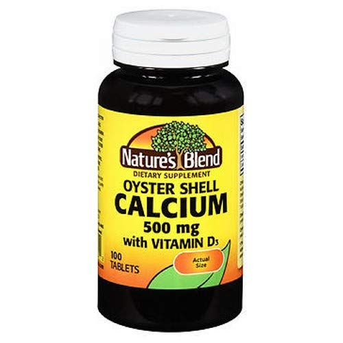 [BRSWIGQIPNYAKHTC] Nature's Blend Oyster Shell Calcium 500mg with Vitamin D3, 100 Tablets (Pack of 4)