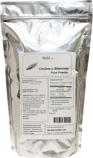 [BRSWGYYHBVYB6E3Z] Choline L-Bitartrate Pure Powder Smart Nutrient (250g (8.8 oz))