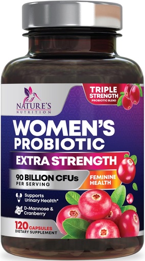 [BRSROCT2OV6BAYIU] Probiotics for Women - Probiotic Blend 90 Billion CFU Per Serving - Women's Probiotic for Targeted Vaginal & Digestive Health Support - 16 Strains, Cranberry, Prebiotics - Bottled USA - 120 Capsules