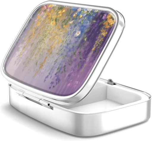 [BRSW2FAZDEPQIHT4] Pill Box 2 Community Small Pill Case, Nešiojamasis kišenėje arba Purse Pill Organizatorius Pill Container laikiklis laikyti vitaminai, Vaistika, Žuvies aliejus ir papildai (Vintage Flower Abstract Floral)