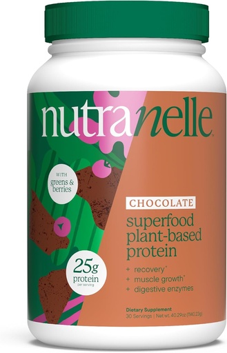 [BRSREYIPPIIBY3T4] Nutranelle - Plant Based Protein Powder - 25 g Vegan Protein Powder with 30 Servings - Blended Rice & Pea with Superfoods & Amino Acids - Zero Sugar - Chocolate