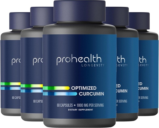 [BRSRAAQCO4CRYHY6] ProHealth Turmeric Curcumin Supplement: 285 Times More Bioavailable - Developed by Neuroscientists. 1000 mg Concentrated Longvida Curcumin Extract Per Serving (60 X 500mg Capsules Per Bottle) (6 Pack)