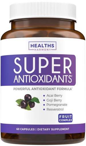 [BRSWK2Q6CYABAYLY] Super Antioxidants Supplement for Women & Men - High Potency Herbal & Fruit Blend with Acai, Goji, Pomegranate, Elderberry & Resveratrol for Skin Care & Immune Support - Vegan & Non-GMO - 60 Capsules