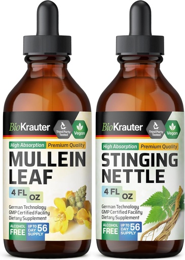 [BRSRAGIZAEIGKCY4] BIO KRAUTER Mullein Tincture 4 Fl. Oz. & Stinging Nettle Tincture 4 Fl. Oz.