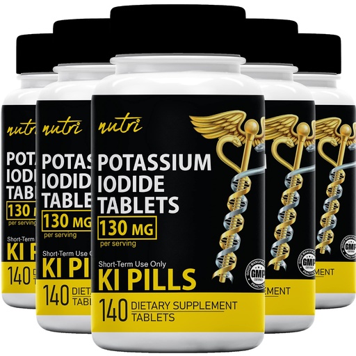 [BRSRMGDYAAIGKHIZ] Nature's Fusions Potassium Iodide Tablets (Pack of 5) 130mg - 700 Tablets EXP 10/2032 - YODO Naciente - KI Pills - Yoduro de Potasio