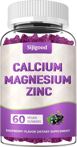 [BRSRAEIOOADQYCTB] Calcium Magnesium Zinc Gummies with Vitamin C D3 K2, Calcium Gummies for Bone, Muscle, Calm & Zzz Support, High Absorption Formula with Magnesium Zinc Folate Potassium, Elderberry Flavored 60 Counts
