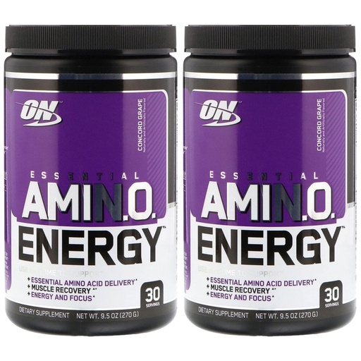 [BRSWIBLZBYFWCED2] Optimum Nutrition, (2 Pack Essential Amin.O. Energy, Concord Grape, 9.5 oz (270 g)