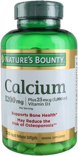 [BRSWIF35BYAA2234] Natures Bounty Calcium Plus Vitamin D3 1200 miligram Capsules - 120 Ea, Pack of 3