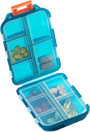 [BRSRAGQFPINWECLL] Travel Pill Organizer - Travel Medicine Case Kit - Pocket Daily Pharmacy Container - Travel Medication Holder Dispenser for Fish Oil Vitamin Supplement Storage (Green)