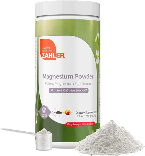 [BRSRM23QAF4GEETJ] Zahler Magnesium Supplement Powder - Calm Magnesium Powder Mix for Water & Liquid Beverages - Potent Magnesium Citrate with Best Tasting Raspberry Lemon Flavor - Kosher Magnesium Drink Powder 8.5 Oz