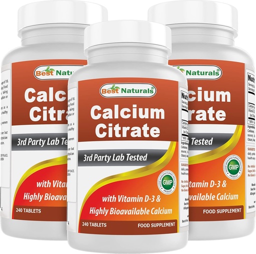 [BRSW2AY2OJ7GM3YY] Best Naturals Calcio Citrato con Vitamina D-3 240 Tablets (240 Count)