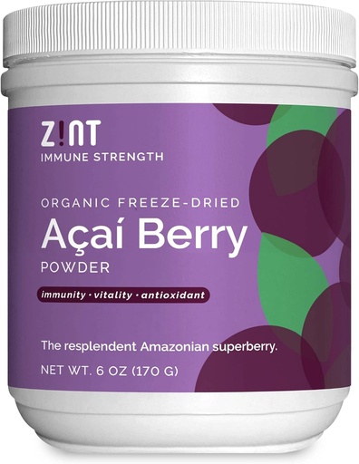 [BRSW2EDYAQHBMELX] Zint Acai Powder Organic: Raw Freeze Dried Acai Brazilian Whole Berry - Immune Support - Superfood Vegan Plant Protein for Acai Bowls, Smoothies & Cleanse Shakes, 6 oz
