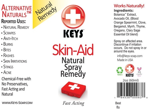 [BRSWKHT3PIJRUDI5] Keys Skin-Aid Vegan, Chemical-Free, All Natural Antiseptic Analgesic Spray Therapy Remedy, Fast Acting Pharmaceutical Grade Ingredients in Therapeutic Proportions, No Lidocaine, 2 ounces