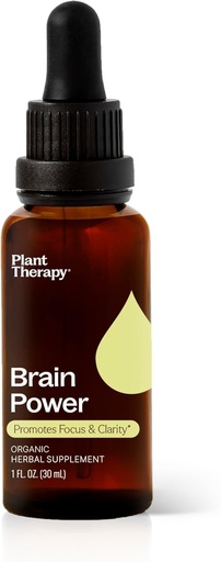 [BRSRAYL2DEHBAFDG] Plant Therapy Organic Brain Power Tincture 30 mL (1 oz) soporta o foco cerebral e claridade, axuda a alerta mental e memoria, o suplemento de impulso cerebral embalado con beneficios