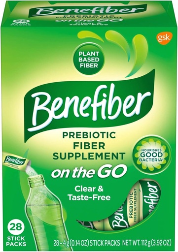 [BRSWKEIIDMBGM3DA] Benefiber Fiber Supplement On the Go Stick Packs for Convenient Use 28 Stick Packs Per Box (1 Box Only)