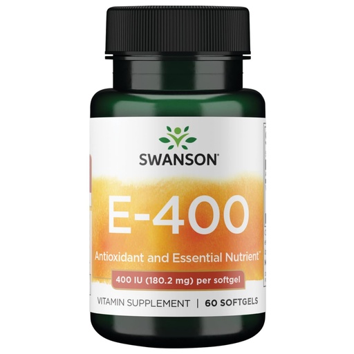 [BRSWI2QHAUEGAHTI] Swanson Vitamin E Antioxidant Support 400 IU, 60 Softgels | Provides Antioxidant Protection for a Healthy Heart and Vital Tissues, Fighting Free Radicals throughout the Body, Non-GMO