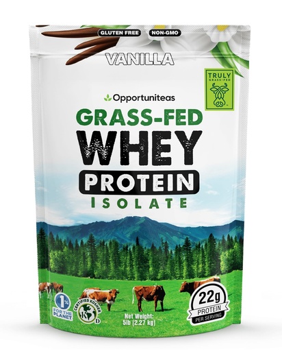 [BRSW2HAHOUIRUCDA] Opportuniteas Grass Fed Vanilla Whey Protein Isolate Powder - 22g Protein Powder Without Artificial Sweeteners, Hormone-Free Cows, Non GMO - 5lb