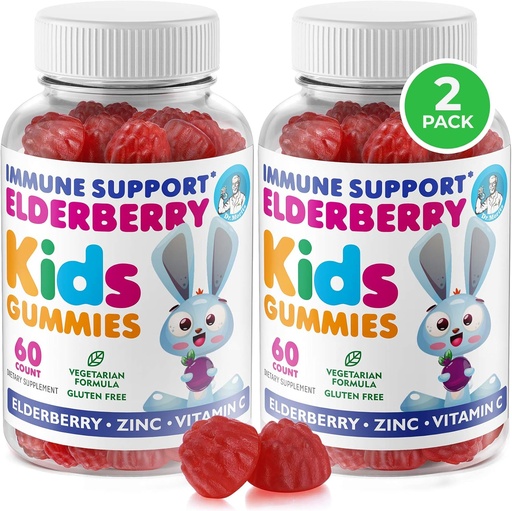 [BRSWYHT2BBYBQGQ3] DR. MORITZ Uşaqlar və Yetişkinler üçün Elderberry Gummies (2 Paket) - Uşaqlar üçün Yaşlı Çox C və nikel