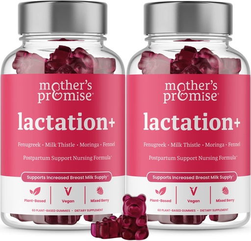 [BRSRMHD3CMBAMH35] Mother's Promise Lactation Supplement Gummies for Breast Milk Production Increase | Postnatal Lactation Support for Breastfeeding, Nursing & Lactating with Fenugreek, Moringa & Milk Thistle | 2 Pack