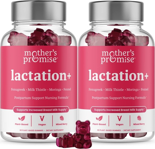 [BRSRMHD3CMBAMH35] Mother's Promise Lactation Supplement Gummies for Mother Milk Production Art | Postnatal Lactation Support for Emziring, Hemşire & Lactating with Fenugreek, Moringa & Milk Thistle | 2 Pack