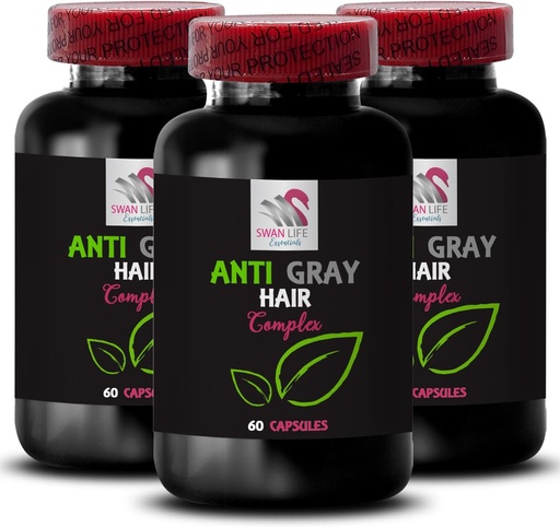 [BRSRAFIQCF5AMHIV] Anti gray hair vitamins - ANTI GRAY HAIR COMPLEX - Color reawakening, Gray hair supplement, Natural gray care, Vibrant hair, Hair glow, Color vitality, Gray hair management 3 Bottles 180 Capsules