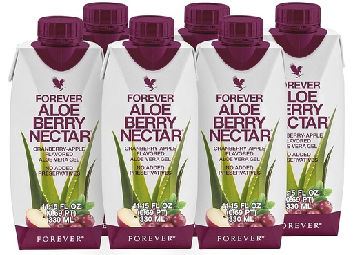 [BRSWYYYHCQFB6CA3] Viver para sempre - Aloe Berry Nectar - 90,7% Pure Aloe Vera Gel com cranberries e maçãs - Sem conservantes - 330 ML (Pacote de 6)