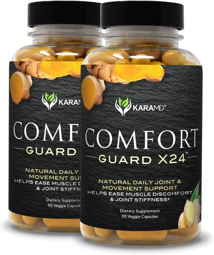 [BRSRAZT2ABYR63T5] KaraMD Comfort Guard X24 | Joint & Movement Support Supplement | Turmeric Curcumin, Boswellia & Ginger | Ease Muscle Discomfort & Joint Stiffness | Non-GMO, Gluten Free & Vegan Friendly (2 Pack)