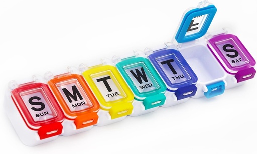 [BRSRO2YYCAFAYG3Z] XL Weekly Pill Organizer Arthritis Friendly, Travel 7 Day Pill Box Case,Large Pill Case with Popup Open Design to Hold Vitamins, Fish Oil,Supplements and Medication (Lock 7 Days)