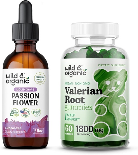 [BRSRAGI7BACRG2DB] Wild & Organic Passion Flower Tincture 2 fl oz & Valerian Root Gummies