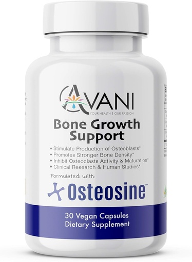 [BRSWY2YNBN7GYDTX] Kesehatan Avani - Osteosine Bone Growth - Meningkatkan Tingkat Tulang Kalsium dan Kekuatan Tulang - Peningkatan Absorpsi dengan BioPerine dan Astragin - Gluten Free Bone Supplemen - 30 Vegan Kapsul