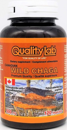 [BRSWY2QCCUHWGDLK] Wild Chaga Supplement 500 mg 120 vegecaps (Made in Canada)