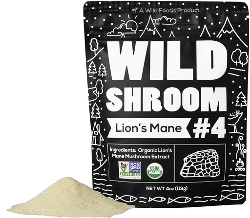 [BRSWG2Y7CR7RMAD7] Wild Foods Lions Mane Powder Mushrooms Extract 10:1 | Organic Mushroom Powder | Adaptogenic Nootropic Herb for Brain Health, Memory and Focus (4 Ounce (Pack of 2))